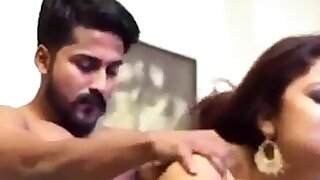 Indian babe heads hard-core on white cock